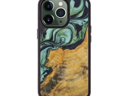 iPhone 13 Pro Wood+Resin Phone Case - Reena (Dark Green, 574738) Fashion